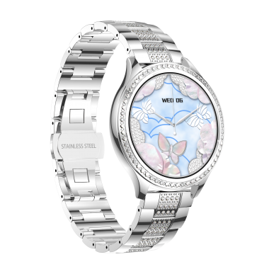Смарт часы Tiroki Lw 106 водонепроницаемые серебристый стразы